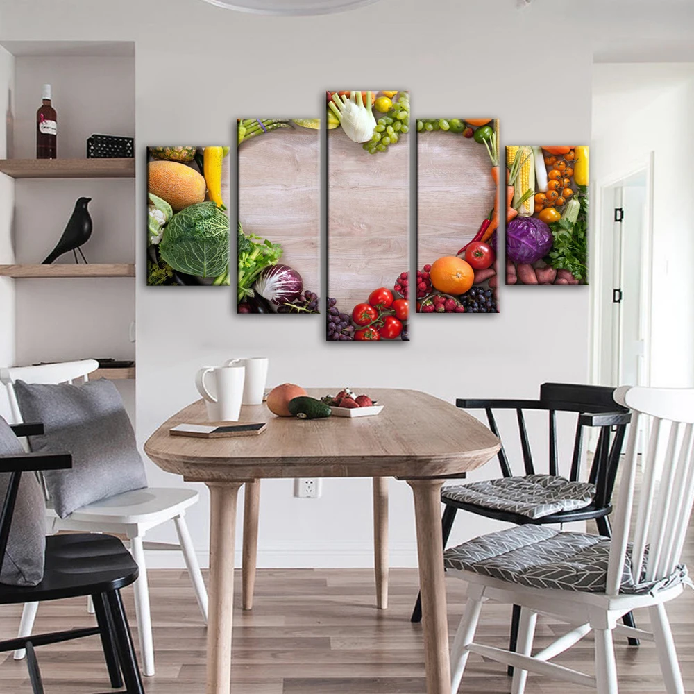 5 Панели Реалистични модулни на картини за кухня, стенни плакати и щампи, креативни стенни рисунки 