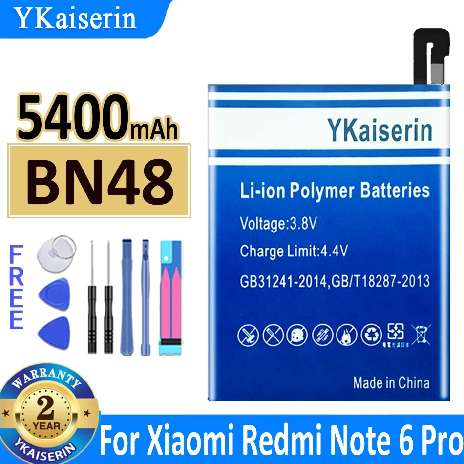 YKaiserin Взаимозаменяеми батерия BN48 5400mAh за Xiaomi Redmi Note 6 Pro Note6 Pro висок Клас батерия Бърза доставка
