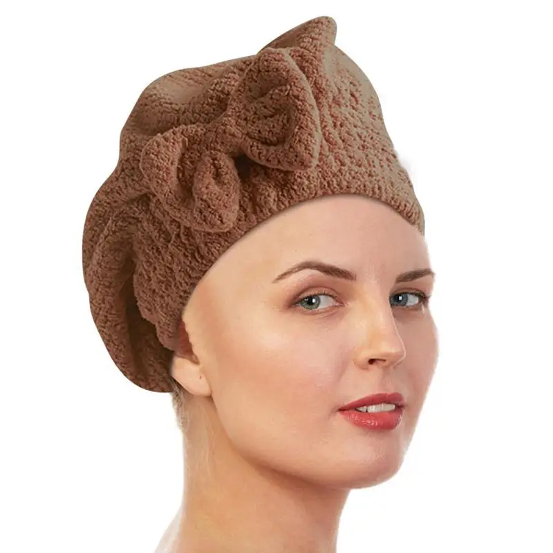 Быстросохнущее кърпи за баня за коса, спа-шапчица за кърпи с лък, аксесоари за баня, Шапки за жени, Дизайнерски шапка за душ