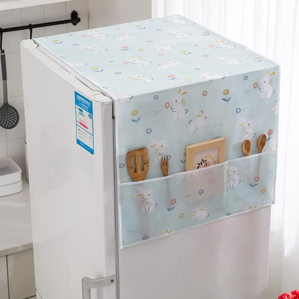Капак на хладилник с джобове, противообрастающая, водоустойчив Защита на хладилника с анимационни принтом за дома