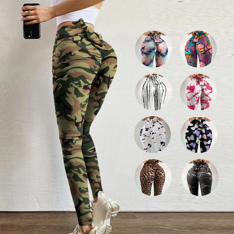 Летни Секси гамаши 2021 г., женски спортни безшевни чорапи, панталони за фитнес, спортни гамаши за йога с принтом пеперуди, повдигащ, спортни гамаши