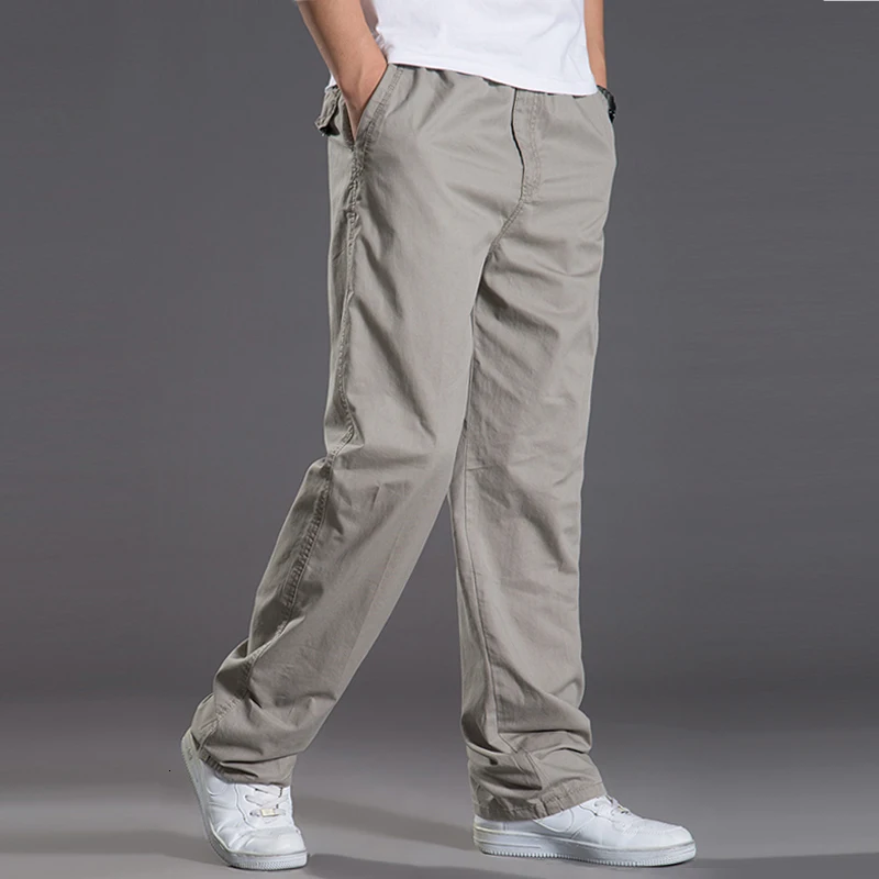Мъжки ластични ежедневни прави панталони с джоб с цип за бягане свободен намаляване на Oversize 5xl