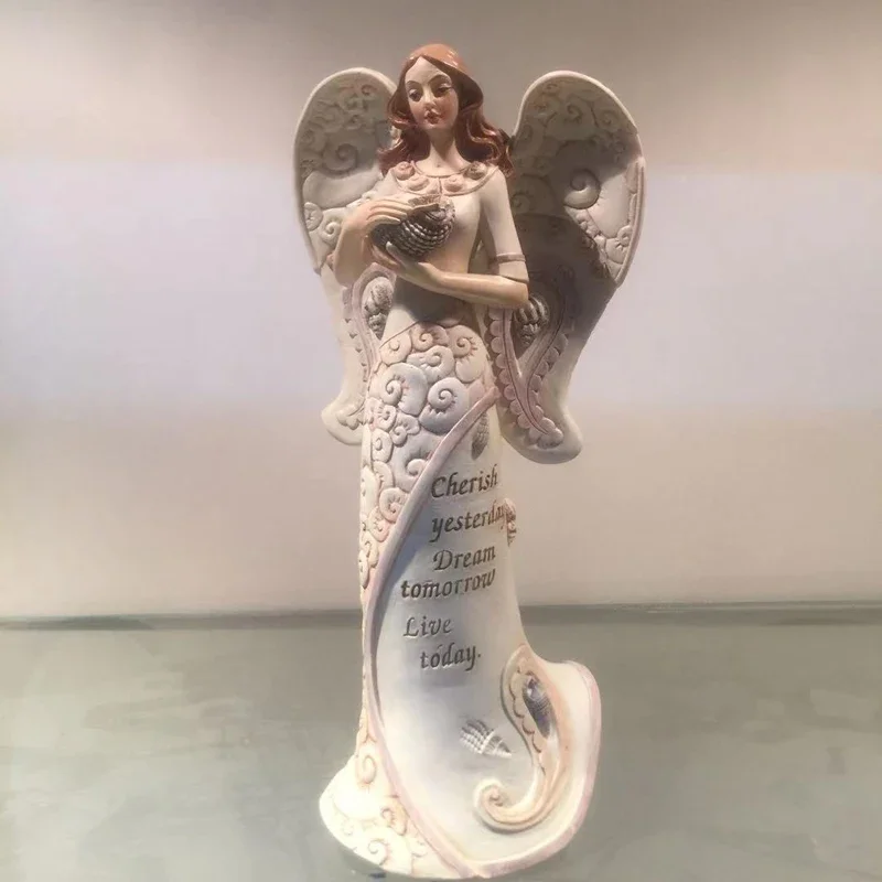 Резьбовая Скулптура На Ангел Художествени Декорации Европейската Статуетка На Аксесоари За Украса На Дома Перфектна Статуя От Смола Интериор На Стаята За Подарък За Рожден Ден