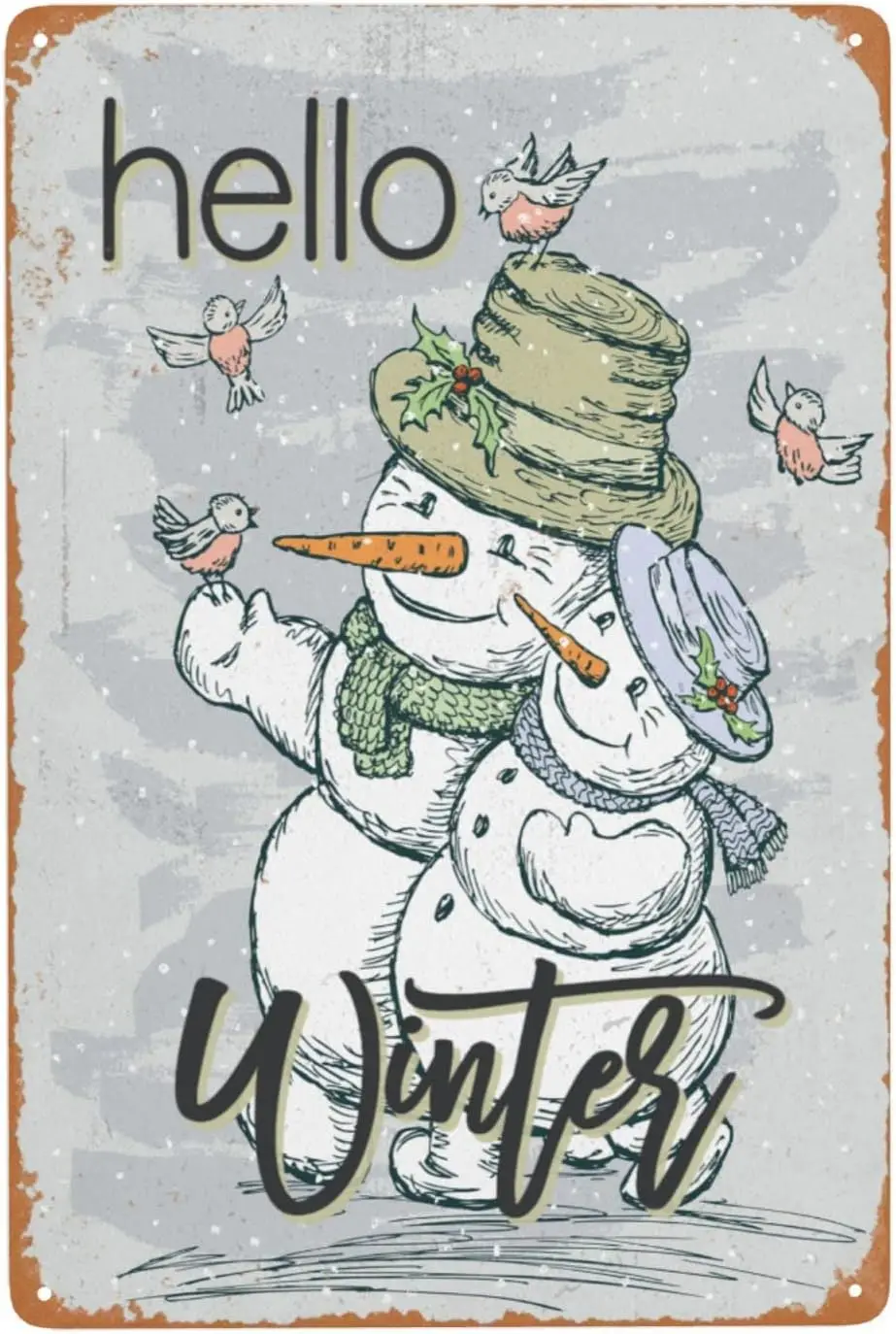 Ретро Метални Табели, Декоративни Тенекеджия Стикери Здравей Winter (1) годината на Реколтата Плакати С Живопис За Домашно Магазин Pub Bar Decor 8x12